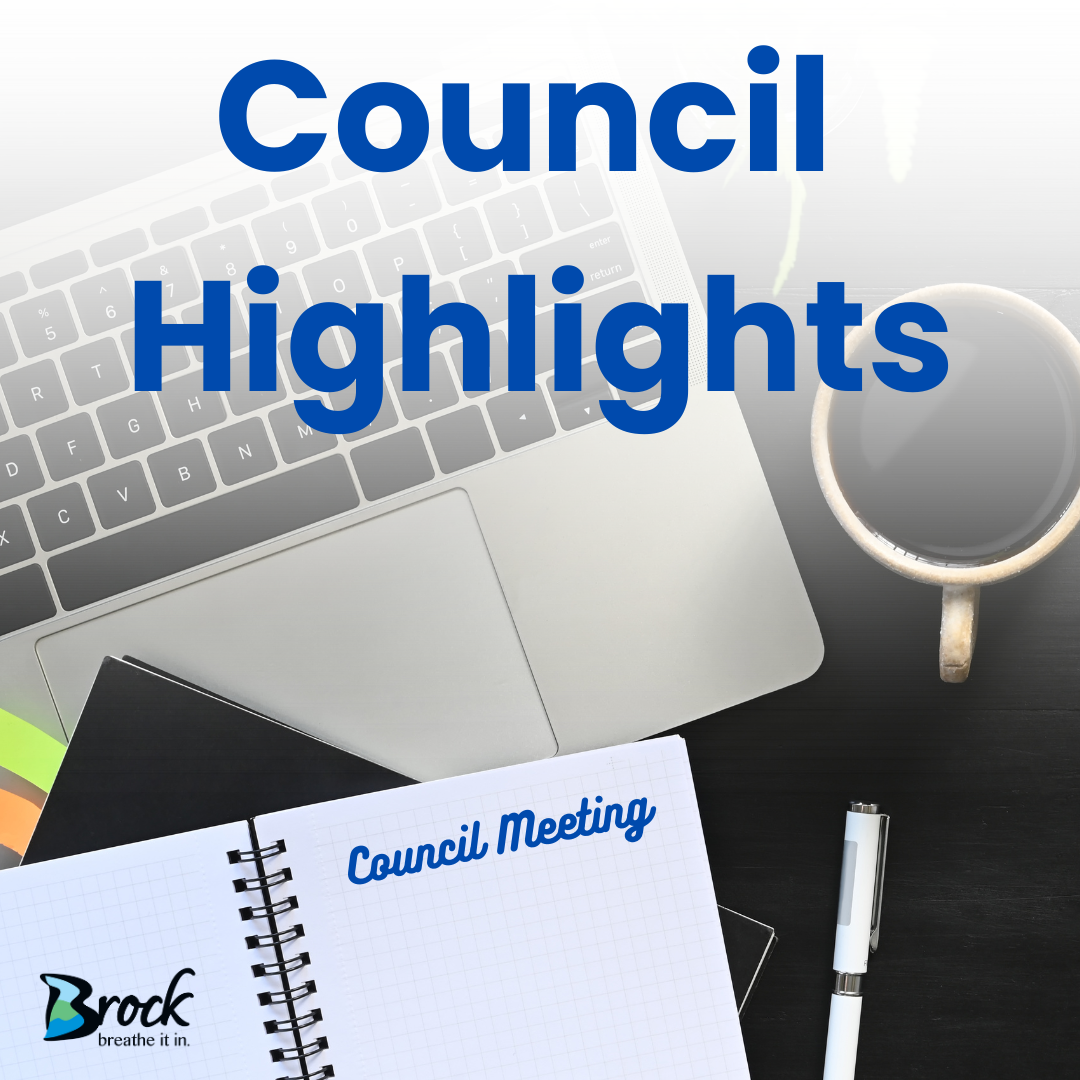 desk calendar and pen, text reading Council Highlights