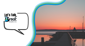 Beaverton Harbour, conversation bubble txt reads lets talk brock 