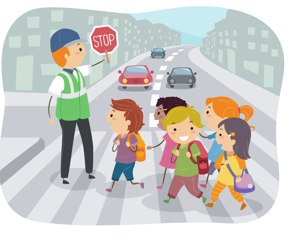 crossing guard with children