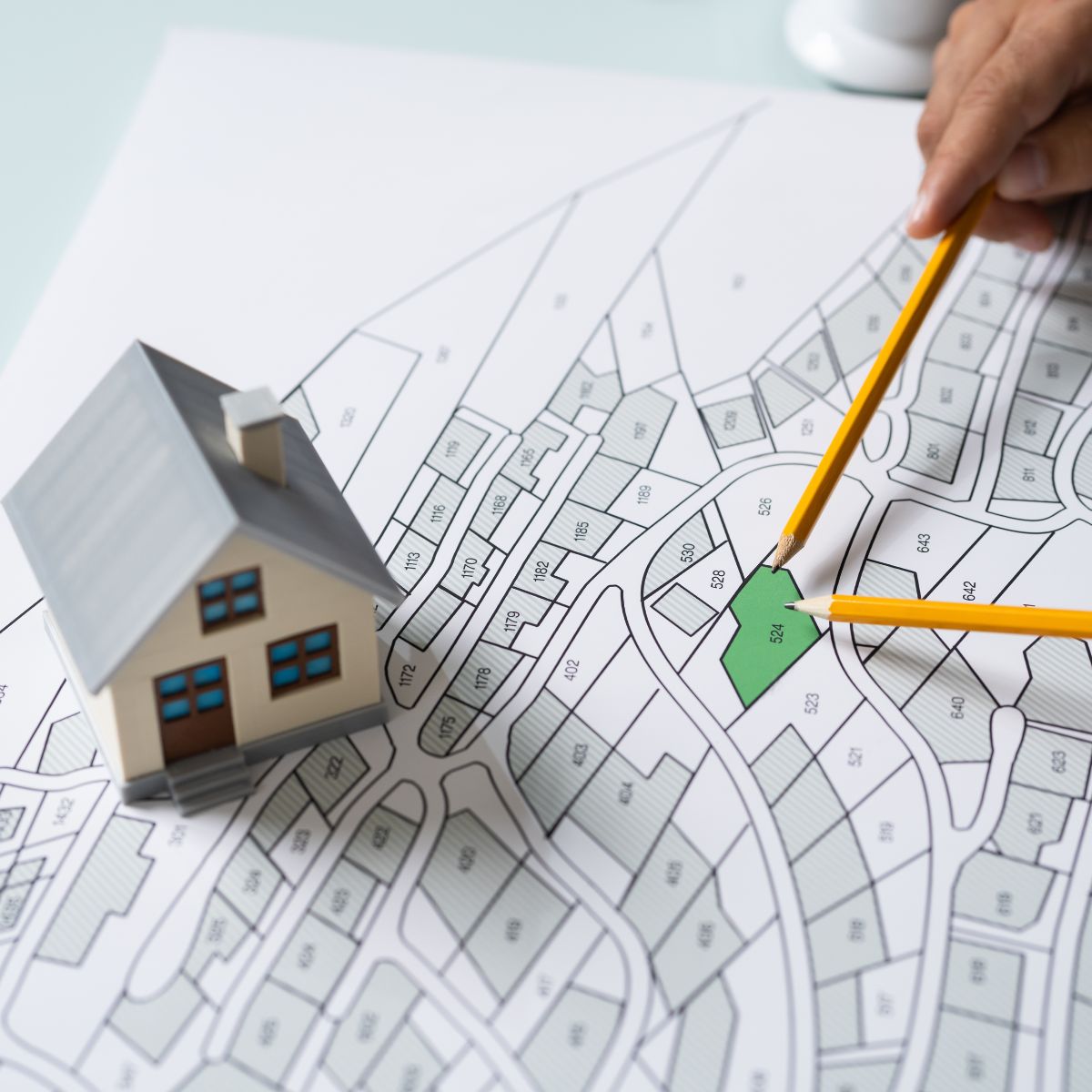 house with blue print plans of new houses