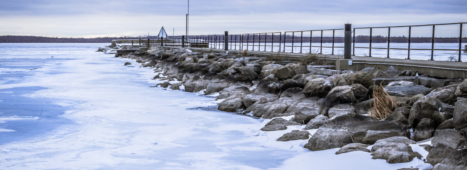 Beaverton Pier frozen over in winter
