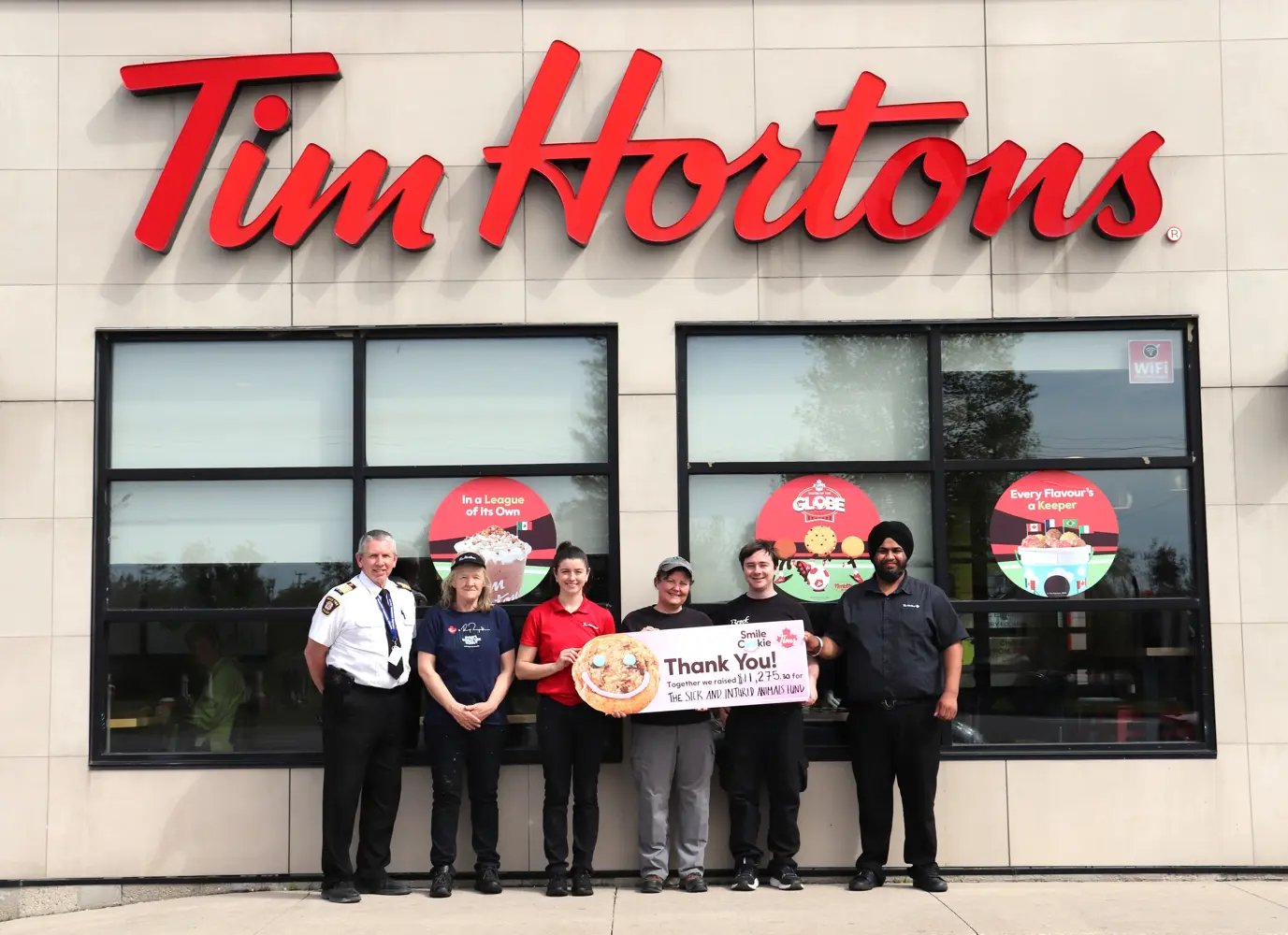 Pictured below are Brock Township staff, with Cara Harris Tim Hortons Restaurant Operations Manager and  Tim Hortons employees at the Beaverton restaurant located at B1415 Durham Rd, 15 Beaverton.