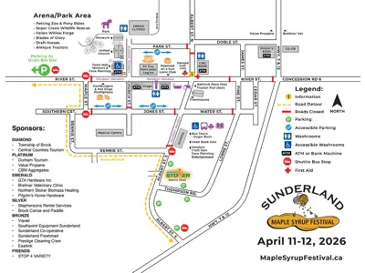 map of Sunderland for the Sunderland Maple Syrup Festival